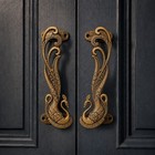 Pair Handmade Peacock Door Pull Handles Antique Brass Finish Ornate 7 1   