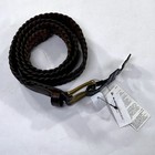 Nwt  80 Banana Republic Belt Men S Dark Brown Leather Woven Braided Brass Buckle