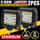 2pcs 72w Led Work Light Bar Spot Flood Combo 12000lm Offroad Truck Suv Atv Utv