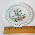 Libertyville   Illinois Il  Antique Milk Glass Souvenir Painted Floral Plate