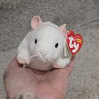 Ty Beanie Baby Tiny The White Mouse With German Carletto Tags Mwmt-mq Very Rare
