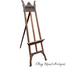 Antique Victorian Oak Carved Gesso Artist Easel Painting Display Museum Rare 19t