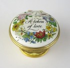 Halcyon Days Enamels Trinket Or Pill Box  a Token Of Love  Basket With Doves