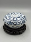 Antique Chinese Ming Porcelain Lidded Box With Eight Treasures   Phoenix Motifs