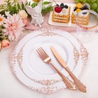 Morejoy 175pcs Rose Gold   Silver Plastic Dinnerware Set  25 Plates  25 Forks   