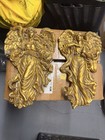 Set Of 2 Large Gold Angel Hanging Christmas Ornaments     12    Vintage Style Decor