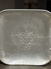 Vintage Buenilum Hand Wrought Aluminum Tray Grape Motif Scroll Handles Hammered