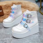 Women s Casual Shoes Winter Ankle Boots Wedge Heels Platform Round Toe Buckle