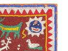 Vintage Huichol Beaded Petroglyph Wall Hanging Mexican Folk Art Picture On Wood