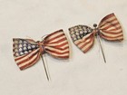 Antique Vintage Pair Wwl American Flag Bowtie Pins - L   k    