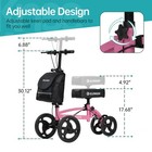 Elenker Steerable Foldable Knee Walker 10  Wheels With Bag - Pink