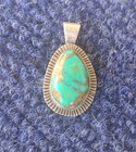 Vintage Navajo Native Turquoise Sterling Silver Pendant Southwest Arizona