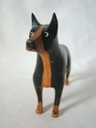 Vintage Folk Art Carved Wood Miniature Hand Painted Doberman Dog