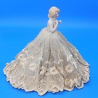 Vintage Half Doll Pin Cushion Porcelain Figurine Bathing Beauty Hands Away