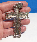 Sterling Silver Clear Stone Very Large Holy Cross Pendant 33 8 Grams 2 X 3 