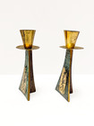 Vintage Pair Of Brass Candlestick Holders Made In Israel 4 1 4 Inches Tall