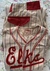 Vintage Baseball Uniform Jersey Fly Button Pants Elks Oliver Bros Cotton  3