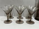 Vtg West Virginia Glass Smoked Cocktail Martini Pitcher With 6 Glasses W  Tags