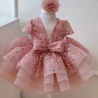 Summer Girls Princess Dress Shiny Sequin Baby Birthday Party Sweet Tutu Dress 