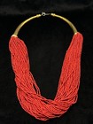 Beautiful Antique Red Seed Glass Traditional African Trade Beaded Necklace