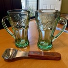     Vintage Collectible Libbey Coca-cola Green Glass W  Handle 14 Oz Set Of 2    