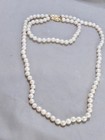 17  Cultured Akoya Pearl Knotted Strung Necklace  14k W Gold Clasp   Bracelet