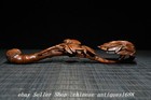 7 8  Old Chinese Boxwood Hand Carved Exquisite Cicada Bamboo Ruyi Statue