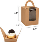 120 Pack Kraft Single Cupcake Box Window Insert Handle Individual Muffin