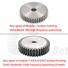 Mod 1 1 5 2 2 5 3 4 5 Spur Gear C45 Steel 12 Tooth - 160 Tooth Motor Pinion Flat