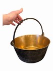 Antique English Jam Pan Heavy Solid Brass Kitchen Cooking Pot Victorian C1900