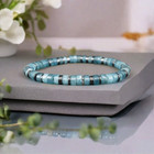 Blue Aquamarine   Hematite Beads Bohemian Tibetan Birthstone Stretch Bracelet