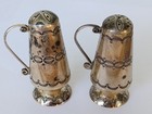 Lovely Big Vtg Old Native Navajo Sterling Salt   Pepper Shakers Hand Stamped 