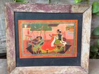 Vintage Indian Folk Art Painting Framed Print Rustic Wall Decor Collectible