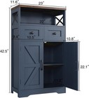 Farmhouse Blue Storage Cabinet With Barn Doors  Kitchen Pantry  Hutch
