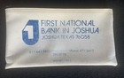 Vintage Bank Deposit Zipper Bag Joshua Texas First National Bank White blue