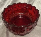 Indiana Glass Kings Crown Ruby Red Thumbprint Covered Compote Candy Dish