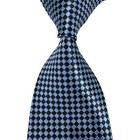 New Classic Plaid Black Light Blue Jacquard Woven 100  Silk Men s Tie Necktie