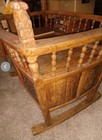 Rare Antique Vintage Hand Carved Rocking Cradle Crib Bassinet 