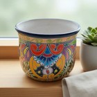 Vibrant Talavera Ceramic Planter   Mexican Handmade Pot