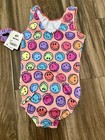Gk Elite Gymnastics Leotard Colorful Happy Faces  Adult Size Medium Nwt