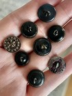 Antique Victorian Gold silver Metal Floral art Nouveau  Designs Button Lot Of 8