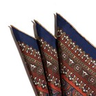 Navy Blue   Orange Paisley Silk Pocket Square  hand-rolled In England 