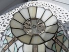 Vintage Victorian Tiffany Style Pink White Rose Stained Slag Glass Lamp Shade