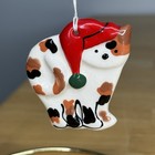 Glazed Ceramic Calico Cat Kitty Christmas Ornament Painted 2 5   