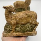 Vintage Italian Borghese Spring Sheep Bookends Pair Painted Plaster Metal Base