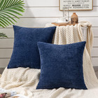 Decorative Square Throw Pillow Covers 18 x18  Inch Set Of 2  Super Soft Chenille