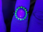 Sterling Opal Uranium Glass Ring Green Halo 925 Silver