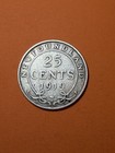 1919 Newfoundland Silver 25 Cents  a3398 