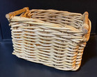 Vintage Wicker Basket With Dual Handles Hand Woven Small Farmhouse Decor