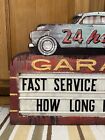 Fast Service Garage Sign Metal Funny Tools Parts Gas Oil Vintage Style Decor